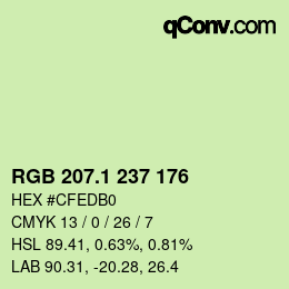 カラーコード: RGB 207.1 237 176 | qconv.com