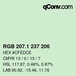 カラーコード: RGB 207.1 237 206 | qconv.com