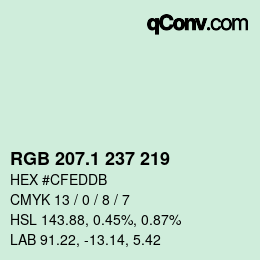 カラーコード: RGB 207.1 237 219 | qconv.com