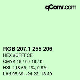 カラーコード: RGB 207.1 255 206 | qconv.com