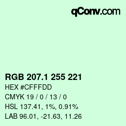 カラーコード: RGB 207.1 255 221 | qconv.com
