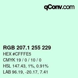 カラーコード: RGB 207.1 255 229 | qconv.com