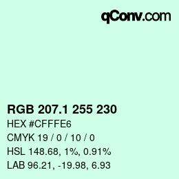 カラーコード: RGB 207.1 255 230 | qconv.com