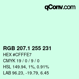 カラーコード: RGB 207.1 255 231 | qconv.com