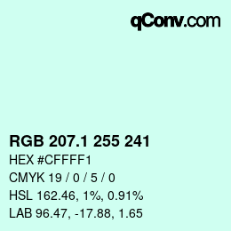 カラーコード: RGB 207.1 255 241 | qconv.com