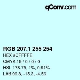 カラーコード: RGB 207.1 255 254 | qconv.com