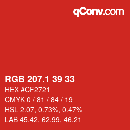 カラーコード: RGB 207.1 39 33 | qconv.com