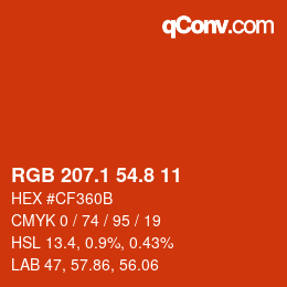 カラーコード: RGB 207.1 54.8 11 | qconv.com