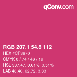 カラーコード: RGB 207.1 54.8 112 | qconv.com