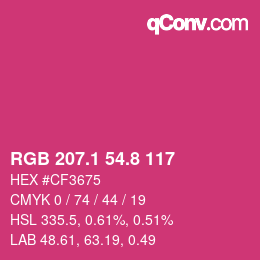 カラーコード: RGB 207.1 54.8 117 | qconv.com