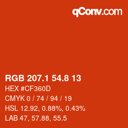 Color code: RGB 207.1 54.8 13 | qconv.com