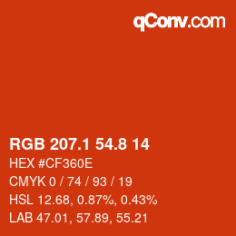Color code: RGB 207.1 54.8 14 | qconv.com