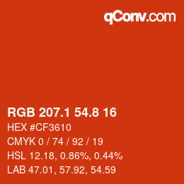 カラーコード: RGB 207.1 54.8 16 | qconv.com
