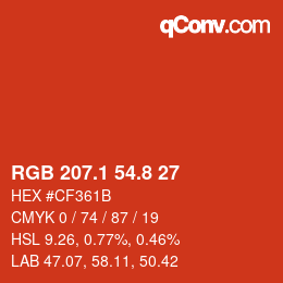 カラーコード: RGB 207.1 54.8 27 | qconv.com