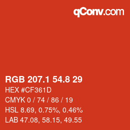 カラーコード: RGB 207.1 54.8 29 | qconv.com