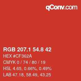 Color code: RGB 207.1 54.8 42 | qconv.com