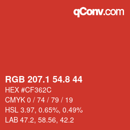 カラーコード: RGB 207.1 54.8 44 | qconv.com