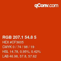 カラーコード: RGB 207.1 54.8 5 | qconv.com
