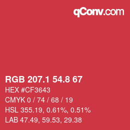 Color code: RGB 207.1 54.8 67 | qconv.com