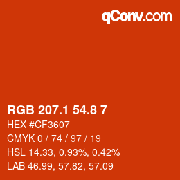 Color code: RGB 207.1 54.8 7 | qconv.com