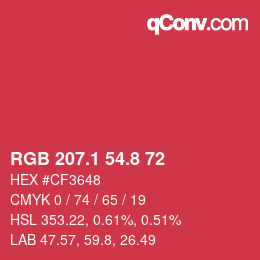 カラーコード: RGB 207.1 54.8 72 | qconv.com