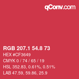 カラーコード: RGB 207.1 54.8 73 | qconv.com