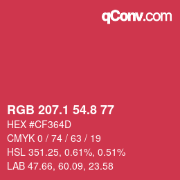 カラーコード: RGB 207.1 54.8 77 | qconv.com