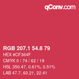 カラーコード: RGB 207.1 54.8 79 | qconv.com