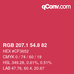 カラーコード: RGB 207.1 54.8 82 | qconv.com
