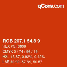 Color code: RGB 207.1 54.8 9 | qconv.com