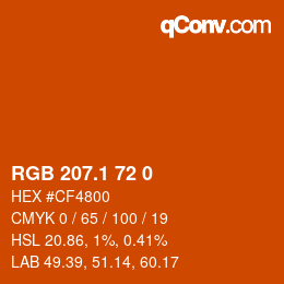 カラーコード: RGB 207.1 72 0 | qconv.com