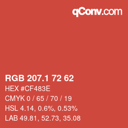 カラーコード: RGB 207.1 72 62 | qconv.com