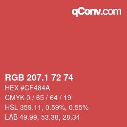 カラーコード: RGB 207.1 72 74 | qconv.com