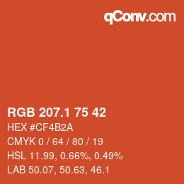 カラーコード: RGB 207.1 75 42 | qconv.com