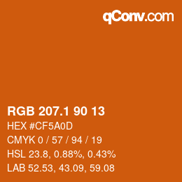 カラーコード: RGB 207.1 90 13 | qconv.com