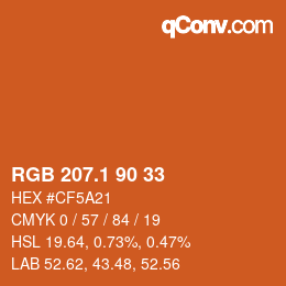 カラーコード: RGB 207.1 90 33 | qconv.com