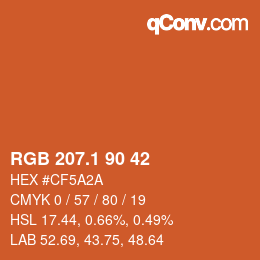 カラーコード: RGB 207.1 90 42 | qconv.com