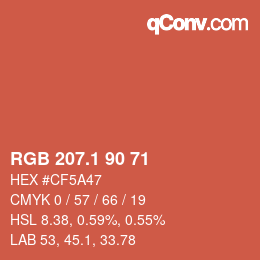 カラーコード: RGB 207.1 90 71 | qconv.com
