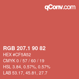 カラーコード: RGB 207.1 90 82 | qconv.com