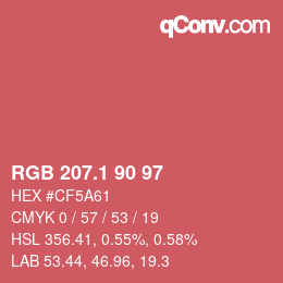 カラーコード: RGB 207.1 90 97 | qconv.com