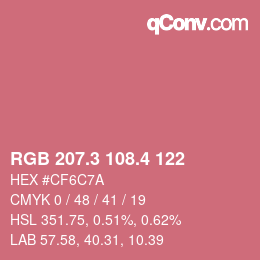 カラーコード: RGB 207.3 108.4 122 | qconv.com