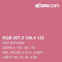 カラーコード: RGB 207.3 108.4 132 | qconv.com