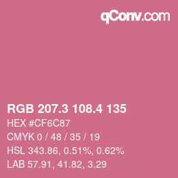 カラーコード: RGB 207.3 108.4 135 | qconv.com