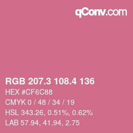 カラーコード: RGB 207.3 108.4 136 | qconv.com