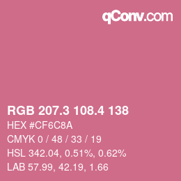 カラーコード: RGB 207.3 108.4 138 | qconv.com