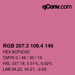 カラーコード: RGB 207.3 108.4 146 | qconv.com