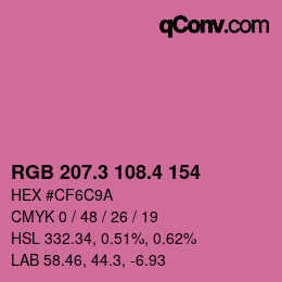 カラーコード: RGB 207.3 108.4 154 | qconv.com