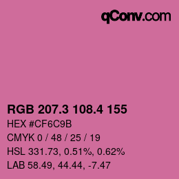 カラーコード: RGB 207.3 108.4 155 | qconv.com