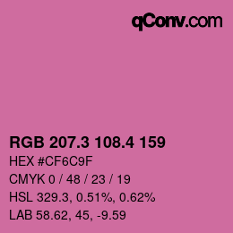 カラーコード: RGB 207.3 108.4 159 | qconv.com