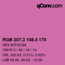 カラーコード: RGB 207.3 108.4 170 | qconv.com